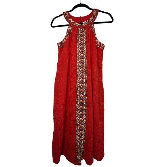 THML Red Embroidered Halter Mini Dress - Size S - Picture 16 of 16
